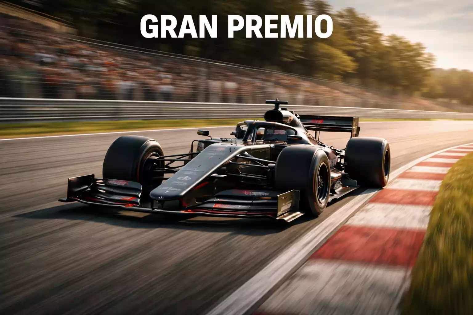 Monoplaza de Fórmula 1 a gran velocidad durante una carrera en directo