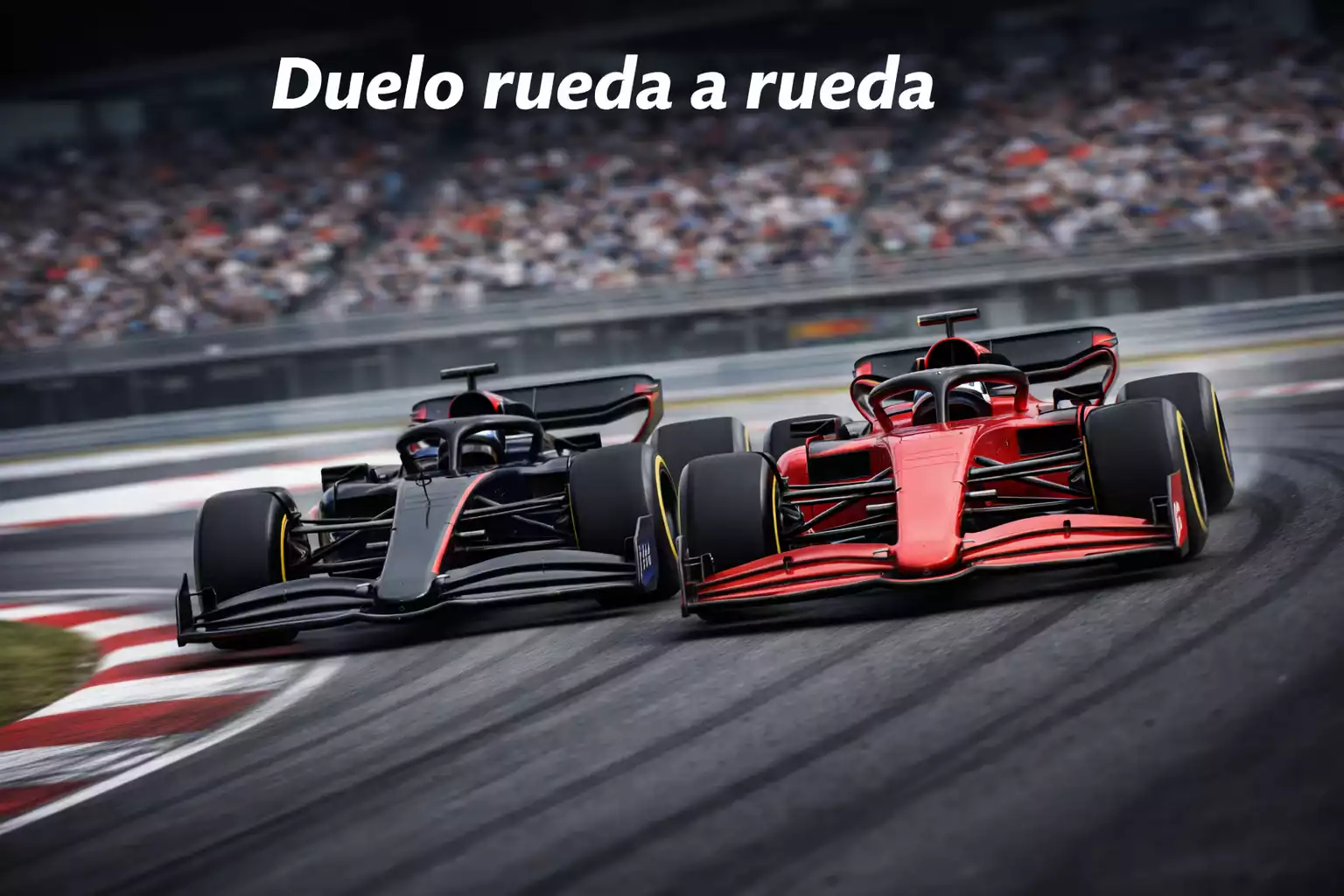 Dos monoplazas de Fórmula 1 luchando rueda a rueda en una curva