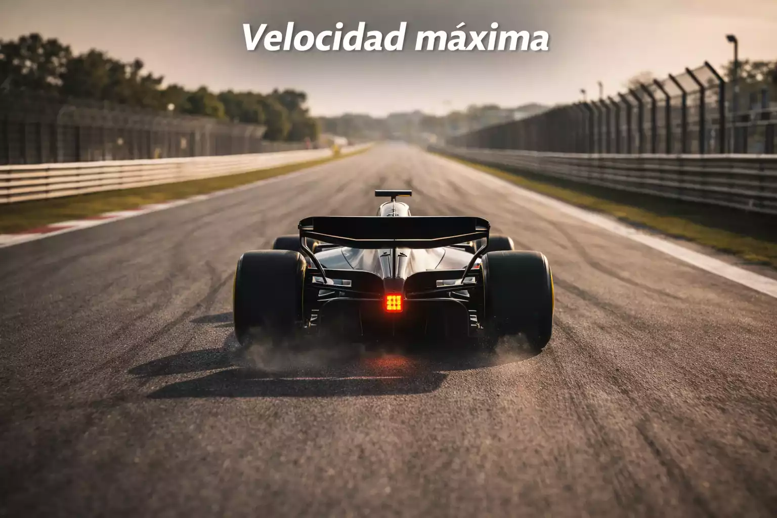 Monoplaza de Fórmula 1 a máxima velocidad en una recta del circuito