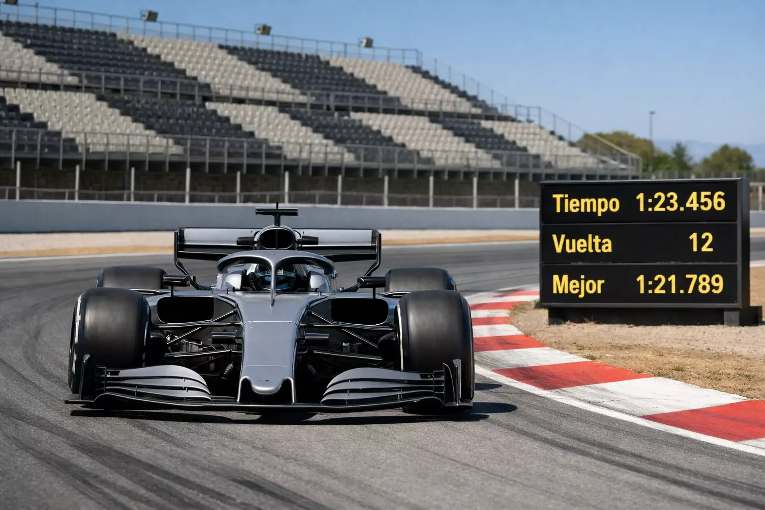 Monoplaza de F1 en pista durante sesión de entrenamientos libres