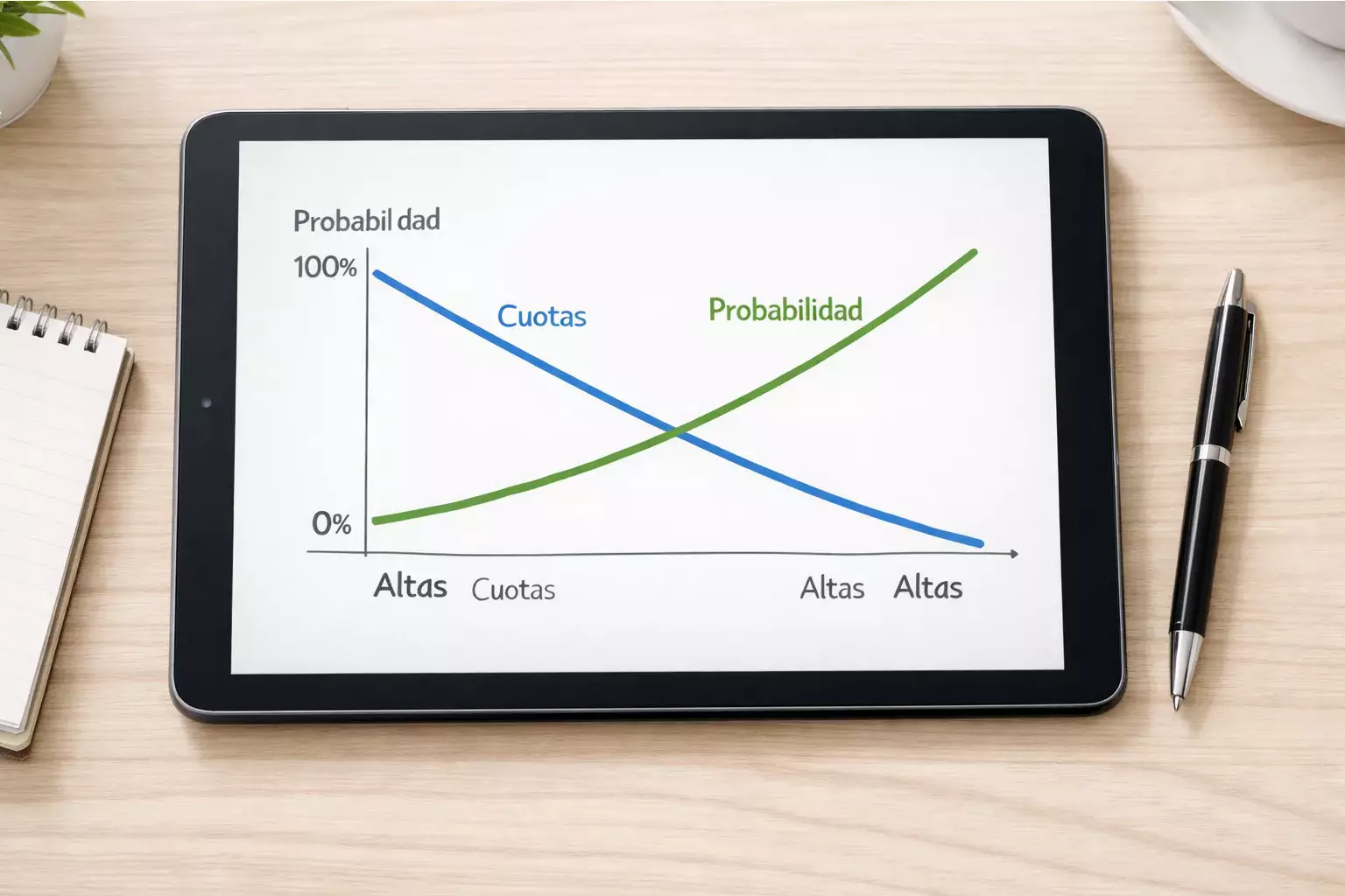 Gráfico simple mostrando relación entre cuotas y probabilidad